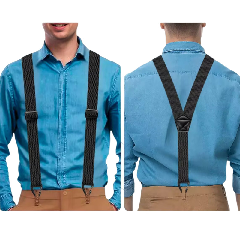 👔 כתפיות לגברים עם גב בצורת X וו תלייה עמיד – רחבות, מתכווננות ועמידות, לעבודה ולמראה יומיומי